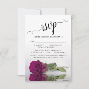 Beautiful Reflecting Magenta Rose Elegant Wedding RSVP Card