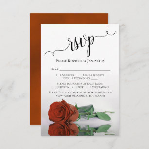 Beautiful Reflecting Rust Orange Rose Wedding RSVP Card