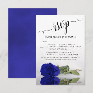 Beautiful Reflecting Vivid Royal Blue Rose Wedding RSVP Card