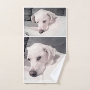 Beautiful Regal White Labrador Mix Dog Grey Hand T Towel
