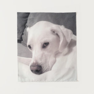 Beautiful Regal White Labrador Mix Dog Grey Tapest Tapestry