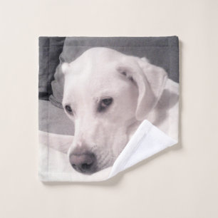 Beautiful Regal White Labrador Mix Dog Grey Wash C Wash Cloth