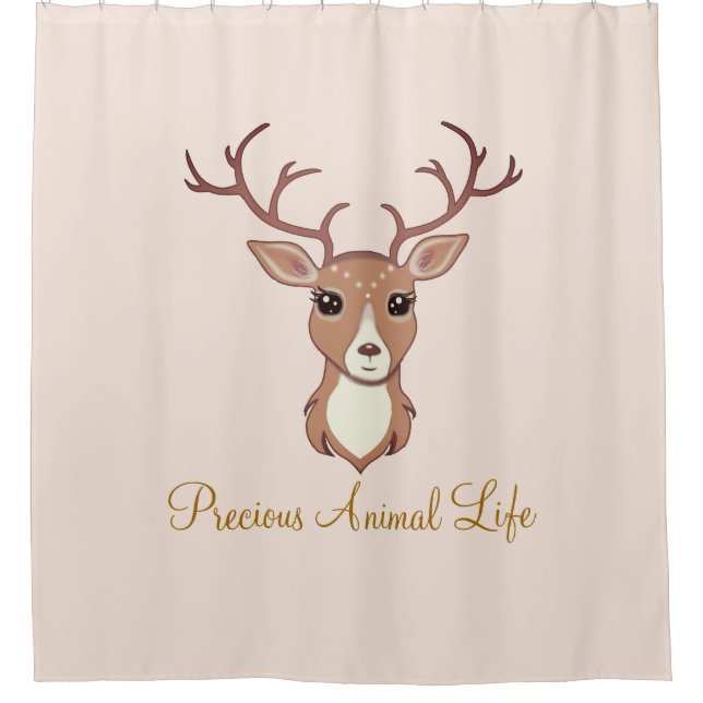 Beautiful Reindeer on Beige Shower Curtain (Front)