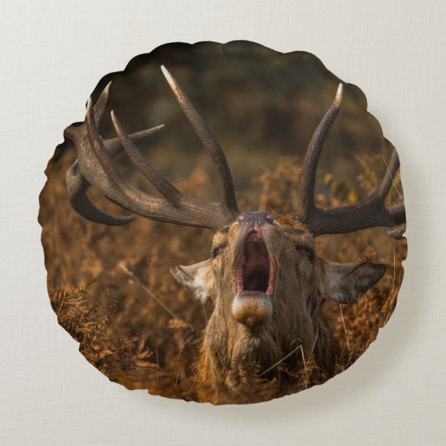 BEAUTIFUL REINDEER WILD ANIMALS ROUND CUSHION (Front)