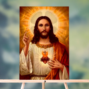Beautiful Religious Sacred Heart of Jesus Acrylic Sign