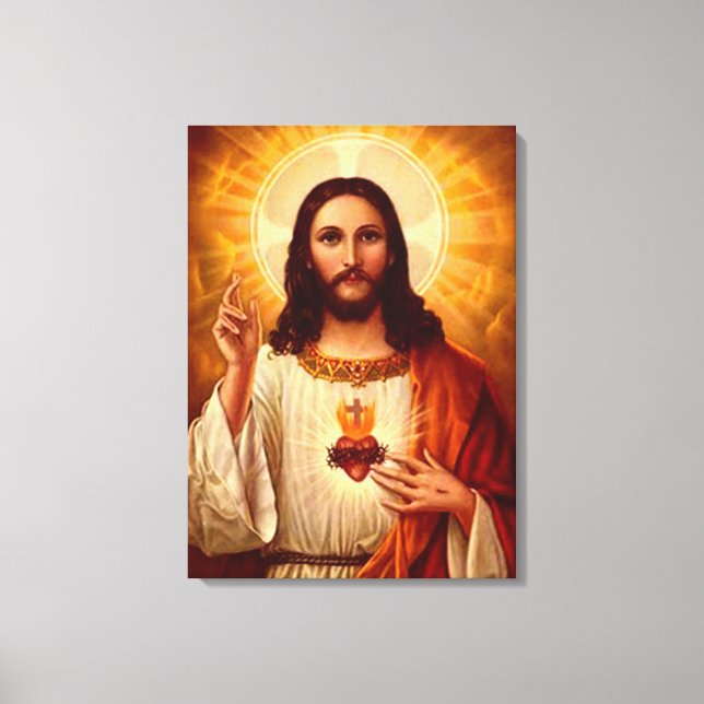 Beautiful religious Sacred Heart of Jesus image Canvas Print (Front)