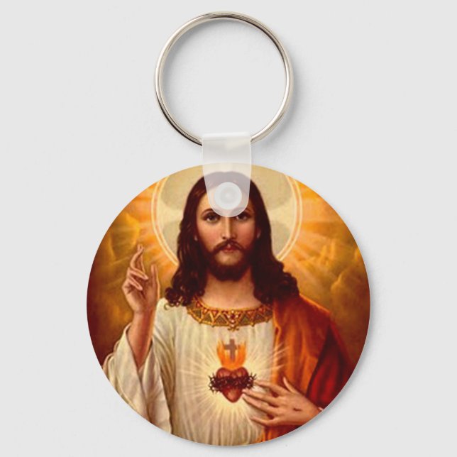 Beautiful religious Sacred Heart of Jesus image Key Ring (Front)