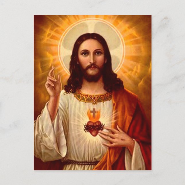 Beautiful religious Sacred Heart of Jesus image Postcard (Front)
