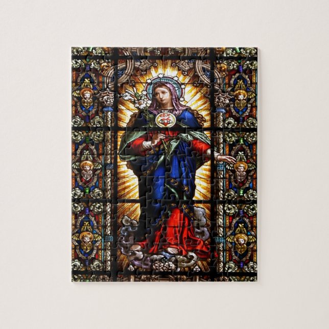 Beautiful Religious Sacred Heart of Virgin Mary Jigsaw Puzzle (Vertical)