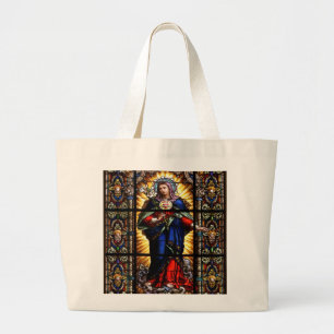 Beautiful Religious Sacred Heart of Virgin Mary Large Tote Bag