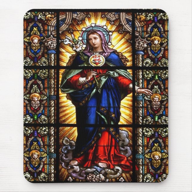 Beautiful Religious Sacred Heart of Virgin Mary Mouse Pad (Front)
