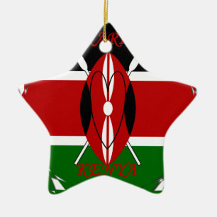 Beautiful Republic of Kenya: National Flag Karib Ceramic Tree Decoration
