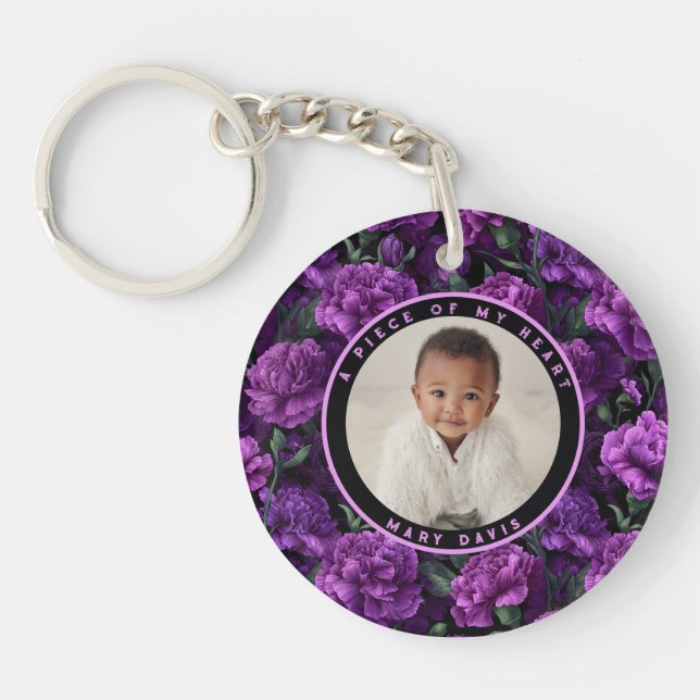 Beautiful Retirement Gift for Mum Carnation Flower Key Ring (Front)