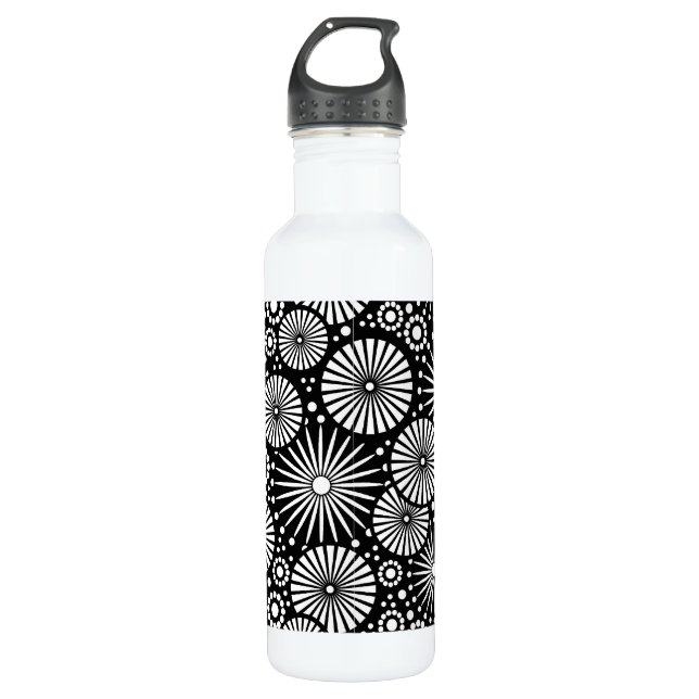 Beautiful retro black and white 710 ml water bottle (Front)