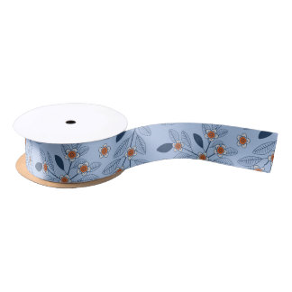 Beautiful retro floral pattern satin ribbon