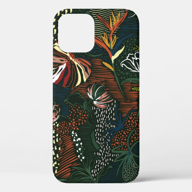 Beautiful retro hand drawn flower , tropical palm  Case-Mate iPhone case (Back)