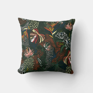 Beautiful retro hand drawn flower , tropical palm  cushion