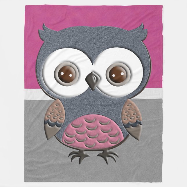 Beautiful Retro Owl Fleece Blanket (Front)