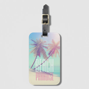 Beautiful Retro Pastel Beach Paradise Palm Tree Luggage Tag