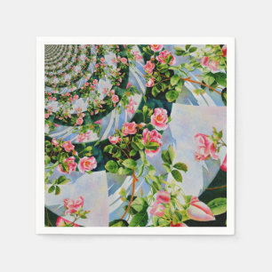 Beautiful retro pink red roses watercolor floral napkin