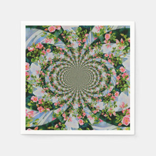 Beautiful retro pink red roses watercolor floral napkin