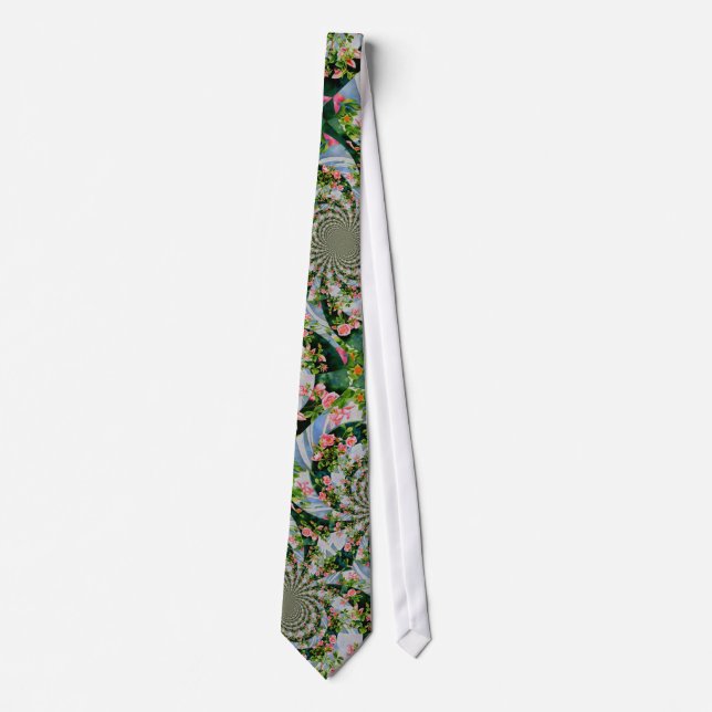 Beautiful retro pink red roses watercolor floral tie (Front)