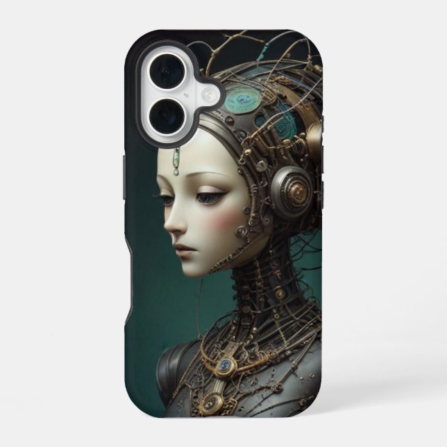 Beautiful retro robot  iPhone 16 case (Back)