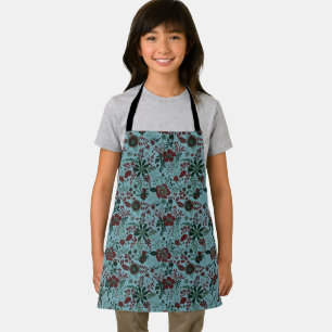 Beautiful retro style blue pastel floral pattern apron