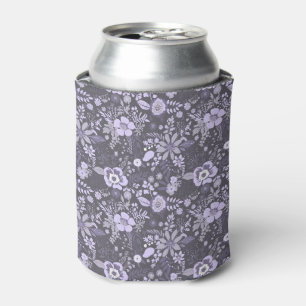Beautiful retro style blue pastel floral pattern can cooler