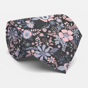Beautiful retro style blue pastel floral pattern tie