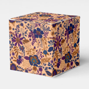 Beautiful retro style orange pastel floral pattern favour box