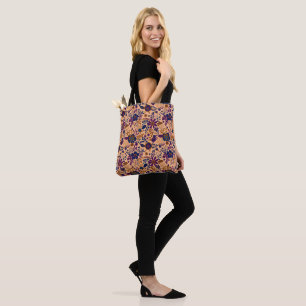 Beautiful retro style orange pastel floral pattern tote bag