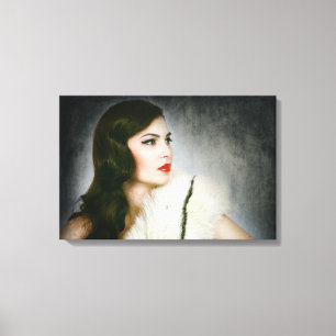 Beautiful retro woman canvas print