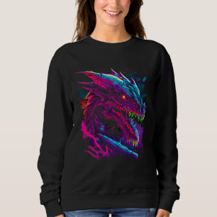 Beautiful Retrowave Dragon  Fantasy Cool Festival Sweatshirt