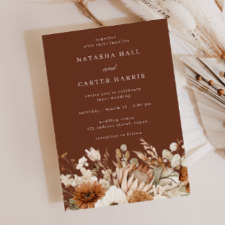 Beautiful Rich Boho Blooms Wedding Invitation