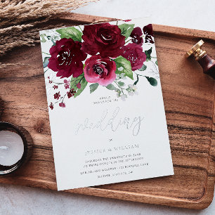 Beautiful Rich Burgundy Watercolor Floral Wedding