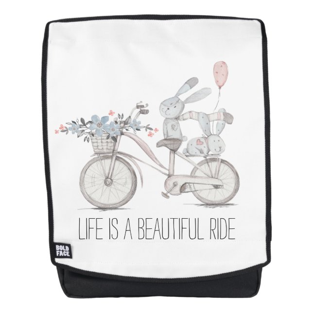Beautiful Ride Bike with Sweet Bunnies Backpack (Front)