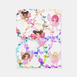Beautiful ring flowers with fairies fleece blanket