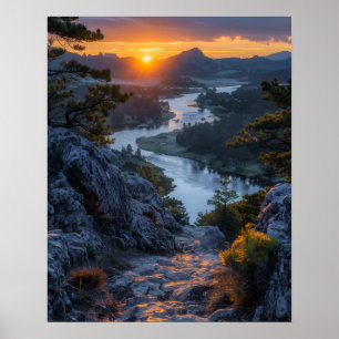 Beautiful River at Sunset Poster