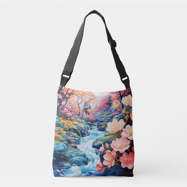 Beautiful River Valley Morning Landscape Crossbody Bag (Front)
