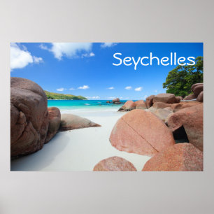 Beautiful rocky coast in Seychelles Poster
