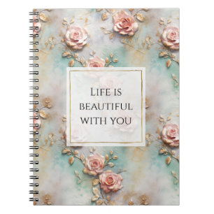 Beautiful Romantic Blush Pink Romantic Roses Notebook