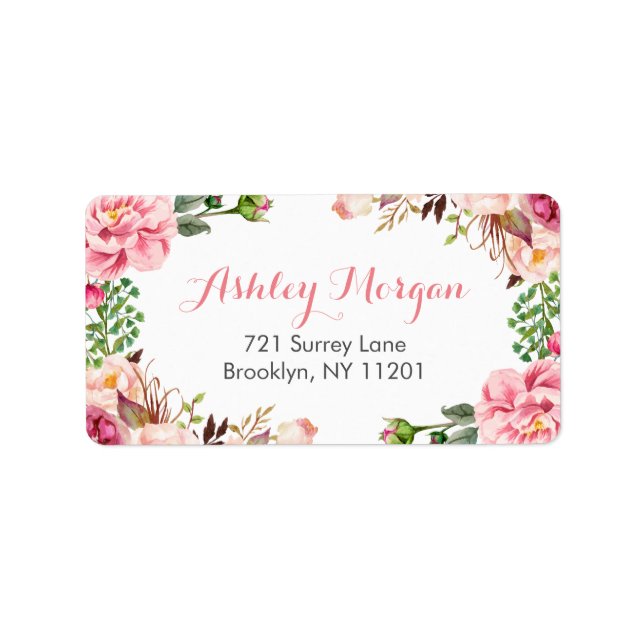 Beautiful Romantic Chic Floral Flowers Label (Front)