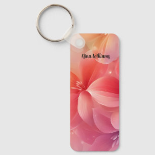 Beautiful Romantic Pink Flower Key Ring