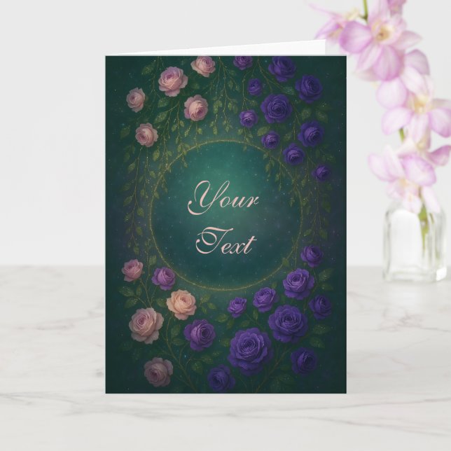 Beautiful Romantic Purple and Pink Roses Card (Orchid)