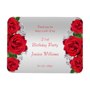 Beautiful Romantic Red Roses Birthday Magnet