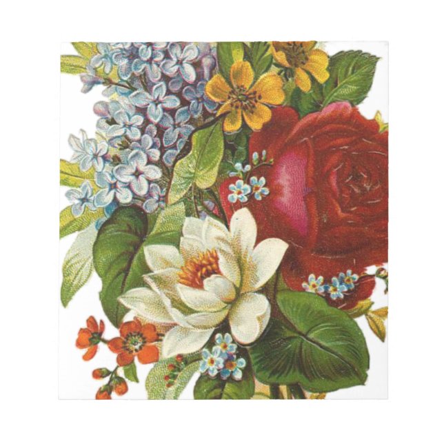 Beautiful Romantic Summer Bouquet with Red Rose Notepad (Front)