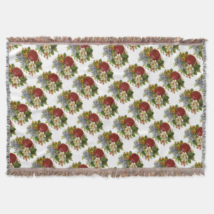 Beautiful Romantic Summer Bouquet with Red Rose Throw Blanket