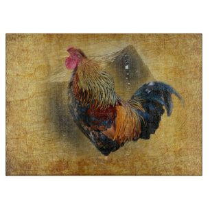 Beautiful Rooster and Rustic Barn Chicken Coop Cutting Board