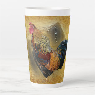Beautiful Rooster and Rustic Barn Chicken Coop Latte Mug